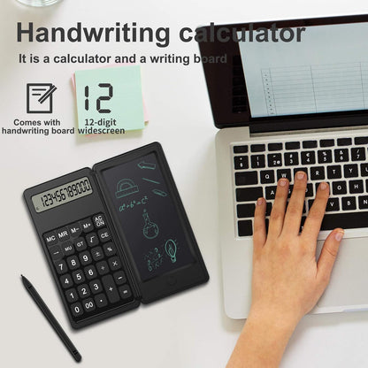 Doodle Pad Calculators, Kids Calculator with Writing Tablet & 6 LCD Display, 12 Digit Electronic Board Drawing/Memo Pads