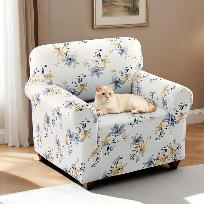 H.VERSAILTEX Floral Pattern Chair Slip Covers Printed Couch Cover Super Soft