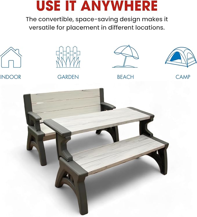 Convert-a-Bench 2-in-1 Outdoor Bench & Picnic Table