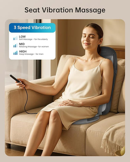 COMFIER Shiatsu Back Massager with Heat, Kneading & Vibration,Massage Chair Pad for Back Relief deep,Chair Massager for,Hip,Heated seat Cushion,Home Office,Gifts for Women Men,Dad,Mom