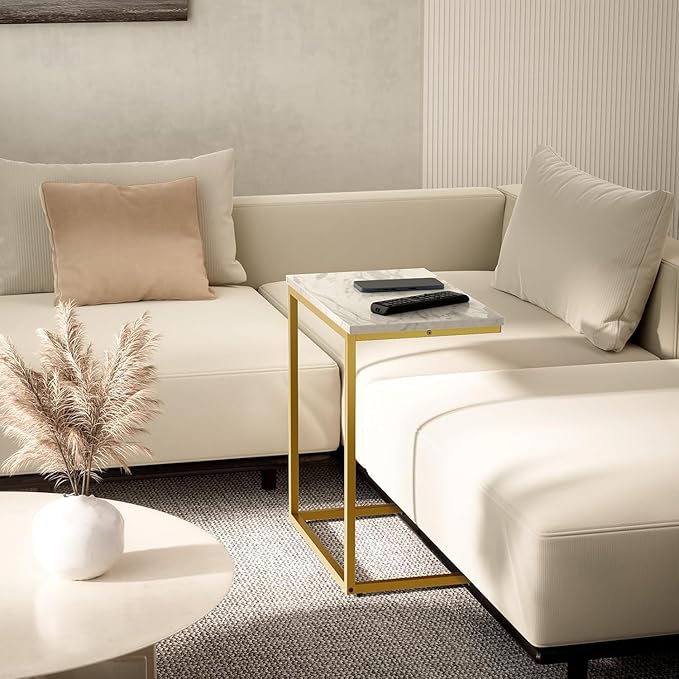Pipishell C Shaped End Table 27 inches High, Side Table