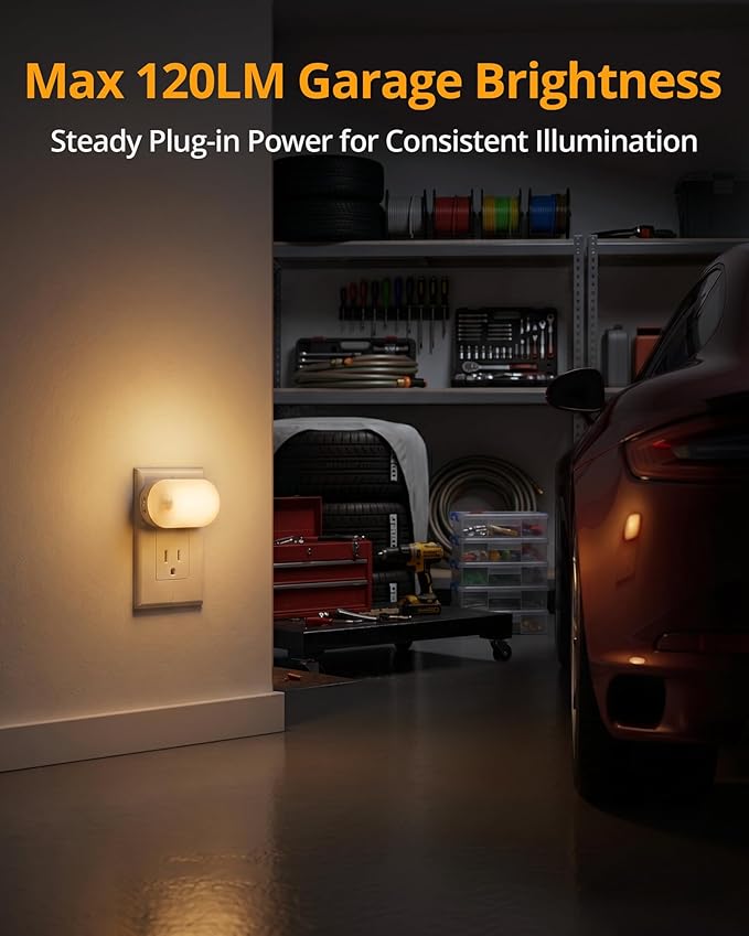 Lyridz Plug-in Night Light with Motion Sensor, 1-120 LM Stepless Adjustable Brightness LED Nightlights for Bathroom, Bedroom, Hallway, Stairs, Garage, Toilet, 4 Pack