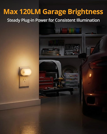 Lyridz Plug-in Night Light with Motion Sensor, 1-120 LM Stepless Adjustable Brightness LED Nightlights for Bathroom, Bedroom, Hallway, Stairs, Garage, Toilet, 4 Pack