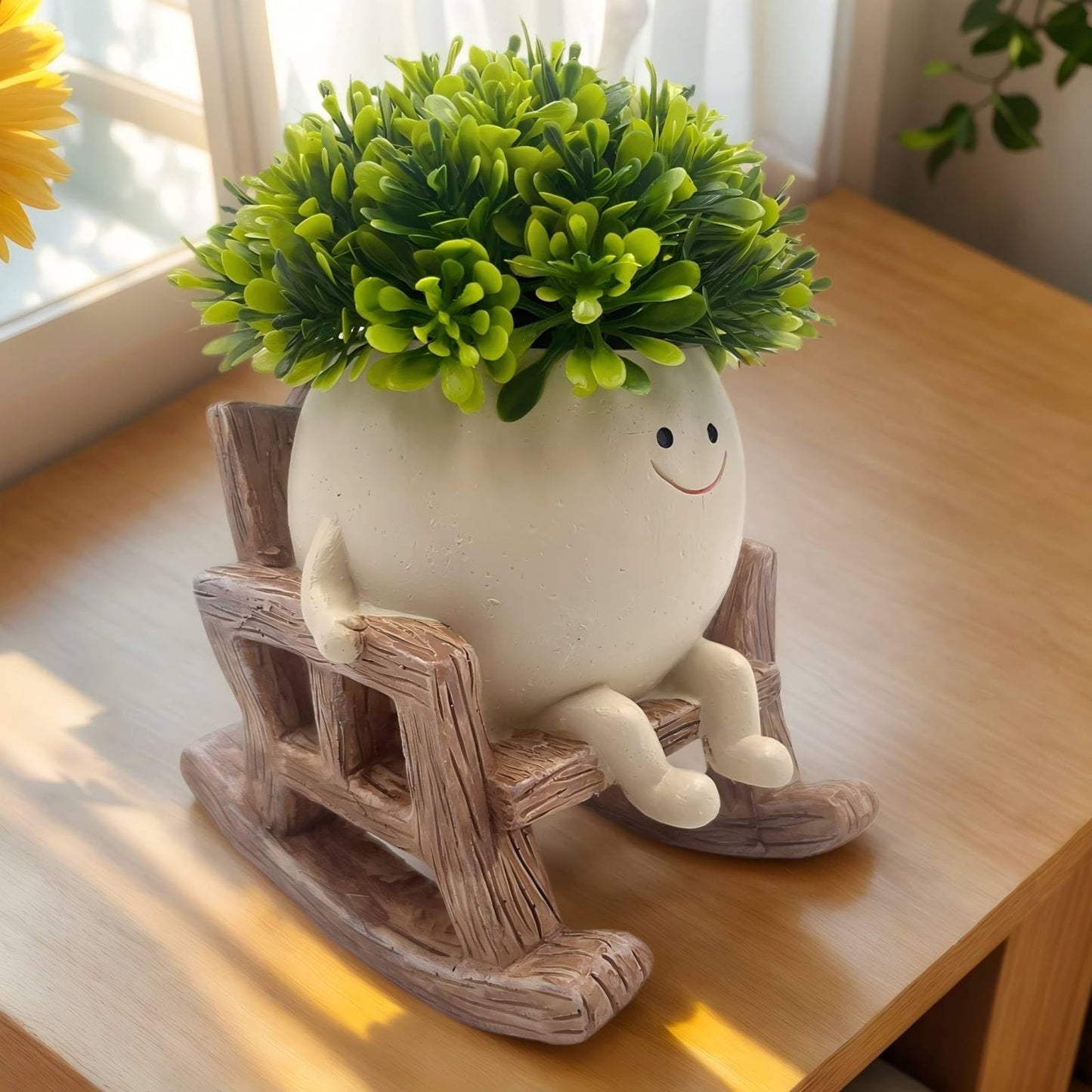 JaStara Dual-Purpose Small Fake Plants,Smiley Face Flower Pot Head Planter Include Detachable Fake Plant for Bathroom Kitchen Office Farmhouse Room Decor, Gift Ideal for Indoor Outdoor Decor