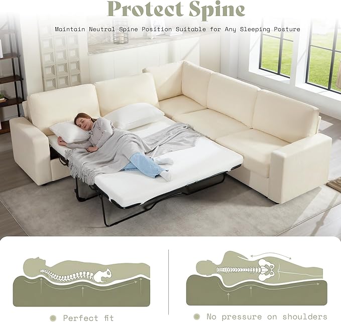 AMERLIFE 106" Oversized Sofa Bed, Sectional Sleeper Sofa