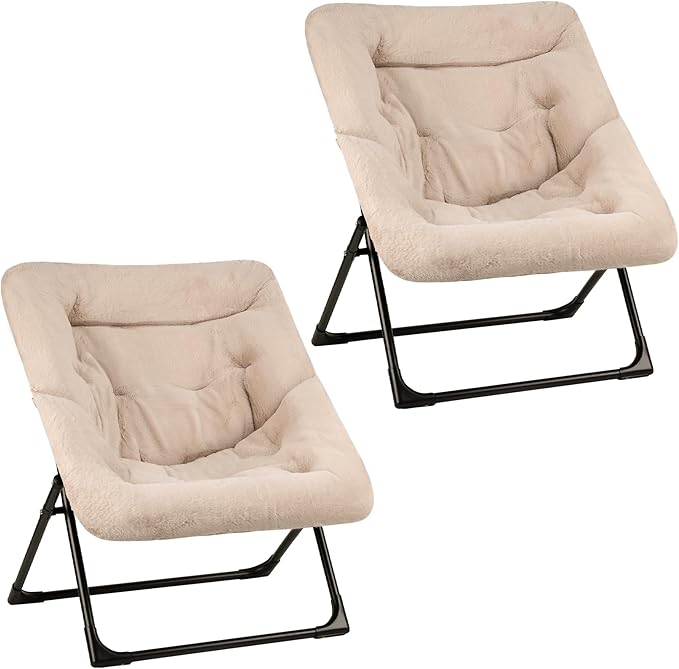 Comfy Saucer Chair for Adults, Soft Faux Fur Bedroom Chair, Accent Dorm Chairs