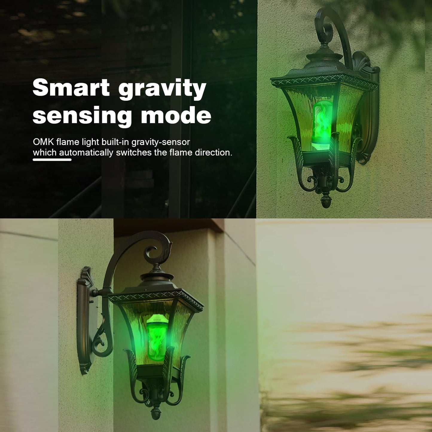 OMK Green Led Flame Light Bulb LED Christmas Decorations Fire Light Bulbs - Upgraded Halloween Bars Porch Light Bulb Flickering Fire LED Lamps for Indoor/Outdoor/Holiday Decoration Gifts