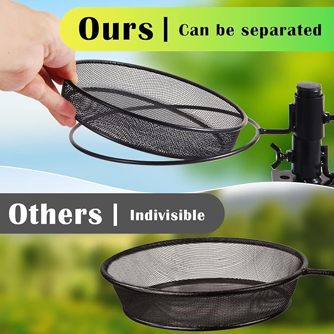 HRAYLTOP Deck Bird Feeders with Metal Mesh Tray and 2 Water Bowls - Detachable Adjustable Heavy Duty Clamp Bracket, Rail Bird Bath Balcony Porch Railing Feeder Perfect for Attracting Birds.
