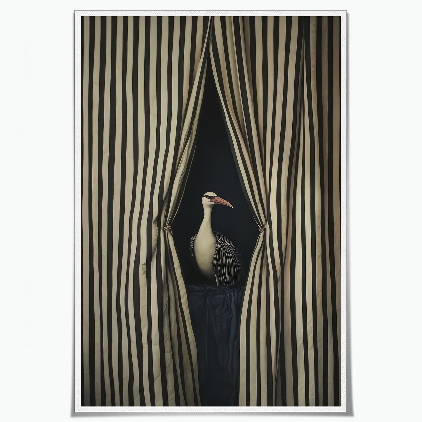 Modern Artwork Nursery Poster Bird Wall Art Cute Animal Picture Funny Animal Wall Art Elegant Bird Black and White Striped Picture Print 16x24 Inch Unframed Poster for Living Room Office Bedroom Dorm