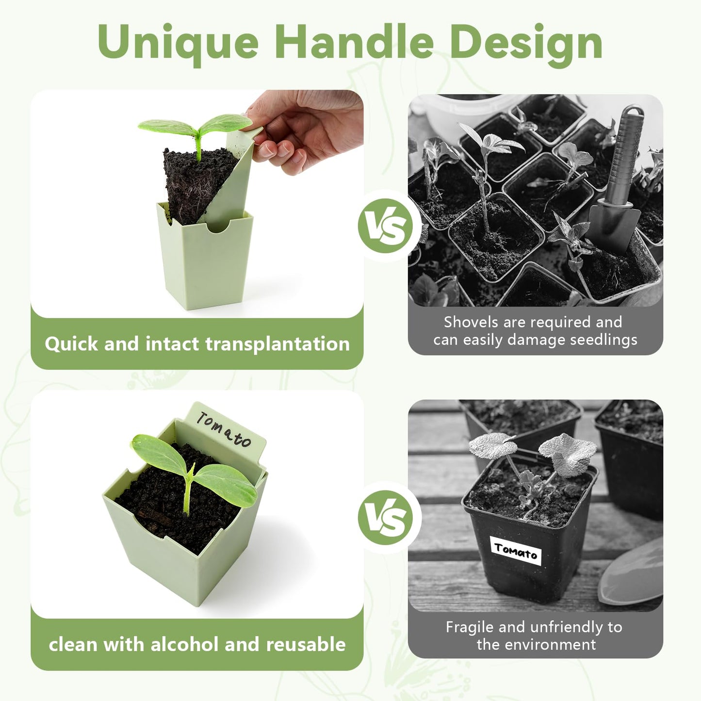 GREENBAZZAR Seed Starter Tray, Dual-Purpose Handles for Transplanting & Labeling, 9 Deep 2.3 in Cells, Extra-Thick Reusable Germination Kit, for Indoor, Outdoor & Greenhouse Use