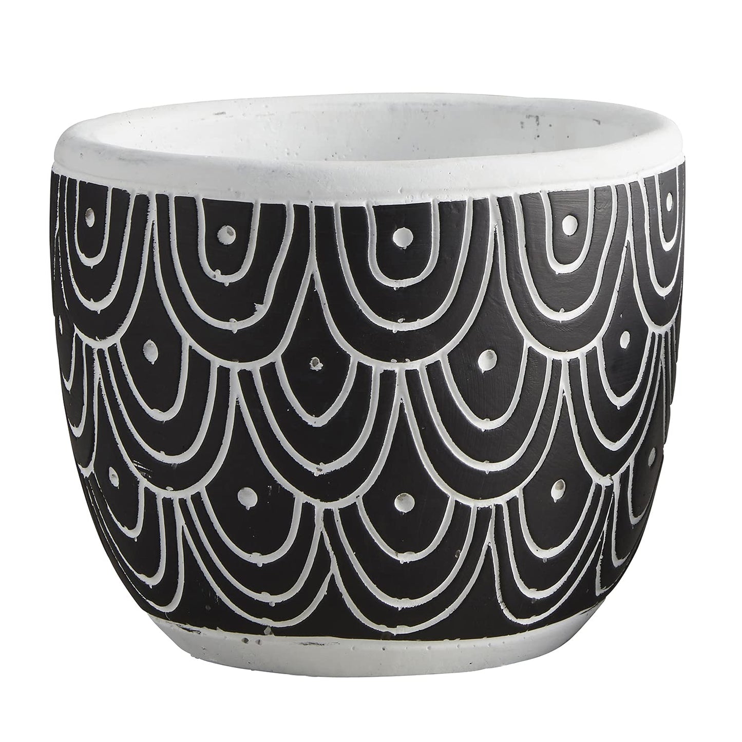 47th & Main Cement Planter Pot, 4.9" Tall, Black Sea Spray
