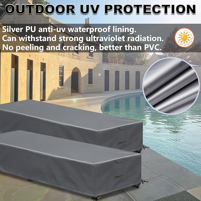 Waterproof Patio Lounge Chair Cover 1 Pack Outdoor Chaise Lounge Covers 600D