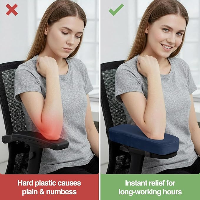 Smiry Ergonomic Office Chair Armrest Pads, Memory Foam Arm Rest Covers