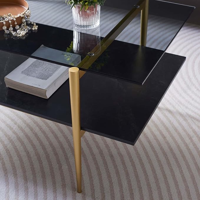 LumFurn Rectangle Coffee Table for Living Room, Mid-Century Modern Design