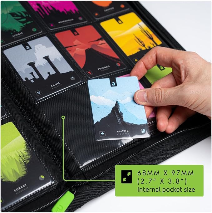 Vault X 9 Pocket Zip Binder, 360 Cards, Exo-Tec Material, 20 Side-Loading Pages (Green)