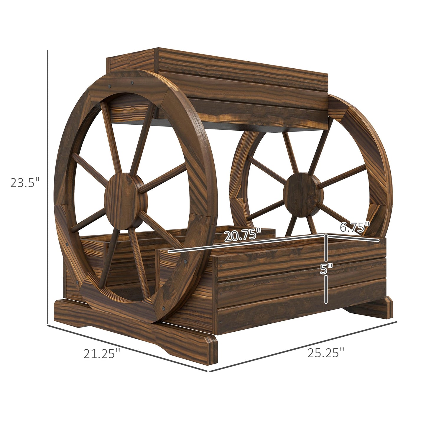 Outdoor Planter,Wooden Wagon Planter Box,3 Tier Raised Garden Bed,for Vegetables Flowers Herbs