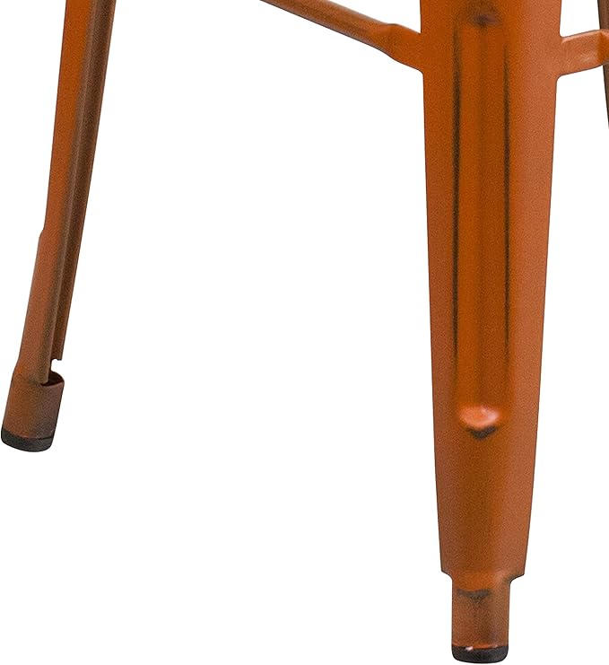 Flash Furniture Kai Commercial Grade 30" High Backless Distressed Orange Metal