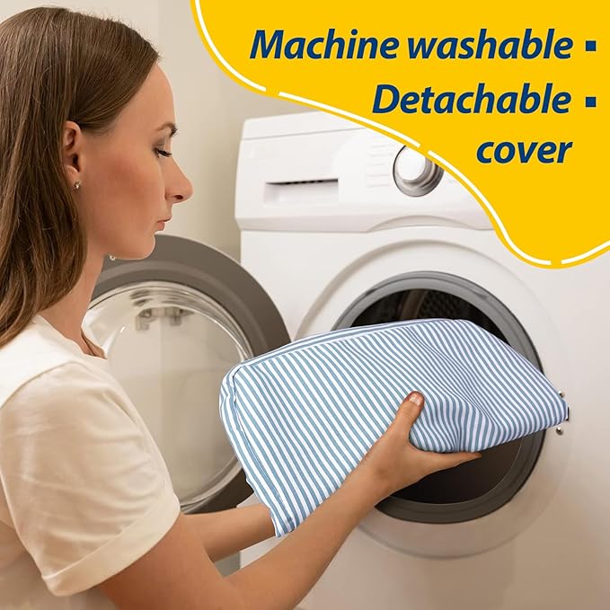 AAAAAcessories D-Shaped Chair Cushions, Machine-Washable Cover, Pinstripe Blue
