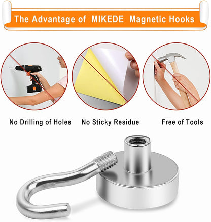 MIKEDE Magnetic Hooks, 30LB Heavy Duty Magnet Hooks for Cruise Cabins, Strong Magnets Neodymium with Hooks for Hanging, Refrigerator, Locker Decoration, Workplace -55Pack