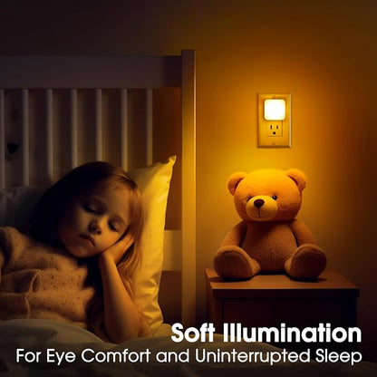 Amber Night Lights Plug into Wall, Nightlights With Light Sensor Dusk to Dawn, 0.3W Square Plug in Night Light for Kids, Amber Night Light for Bathroom Bedroom Kitchen, 2 Pack LED Night Lights
