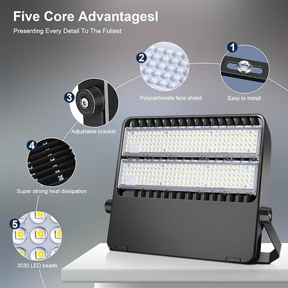 LED Stadium Lights, Outdoor Super Bright 240 Watt 36000 Lumen Stadium Flood Light, 5000K 120° Wider Lighting Angle Commercial Arena Lights 110Volt-277Volt (3 Pack)