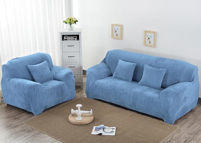 vctops 1-Piece Velvet Plush Stretch Loveseat Sofa Slipcover