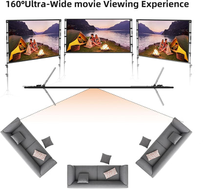 Projector Screen with Stand,84 inch Portable Projection Screen, Indoor Tripod Projector Screen 16:9 4K HD Rear Front Movie Screen with Carry Bag Wrinkle-Free Design for Home Theater Backyard Cinema