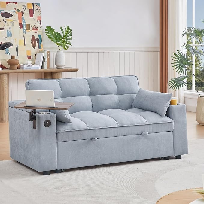 oaaktu 65''Convertible Sleeper Sofa Bed, 3-in-1 Pull Out Couch Bed