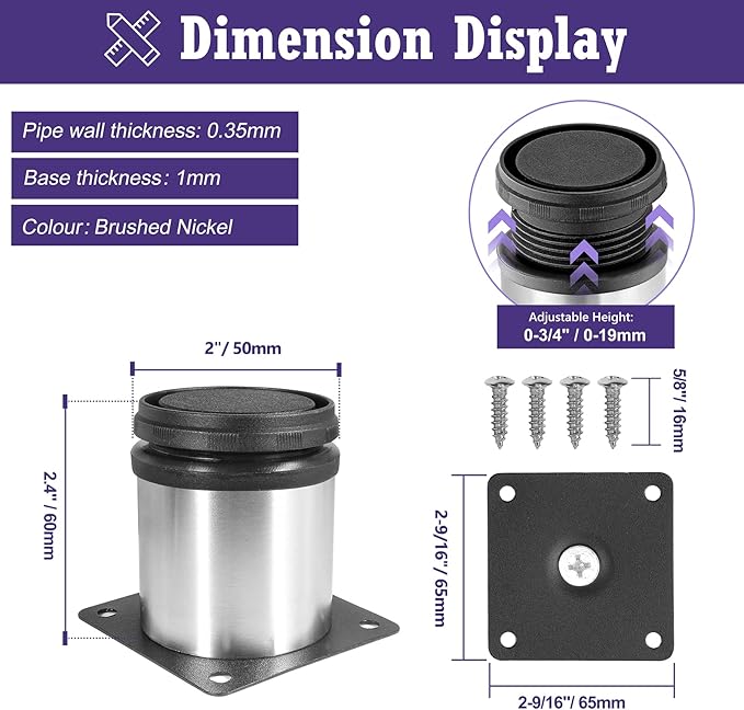 2.5 Inch Metal Furniture Legs