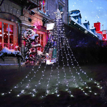 PUHONG Christmas Decorations, Christmas Star Lights Outdoor, 320 LED Christmas String Lights[8 Modes & Waterproof] for Halloween Xmas New Year Holiday(Iron) (White)