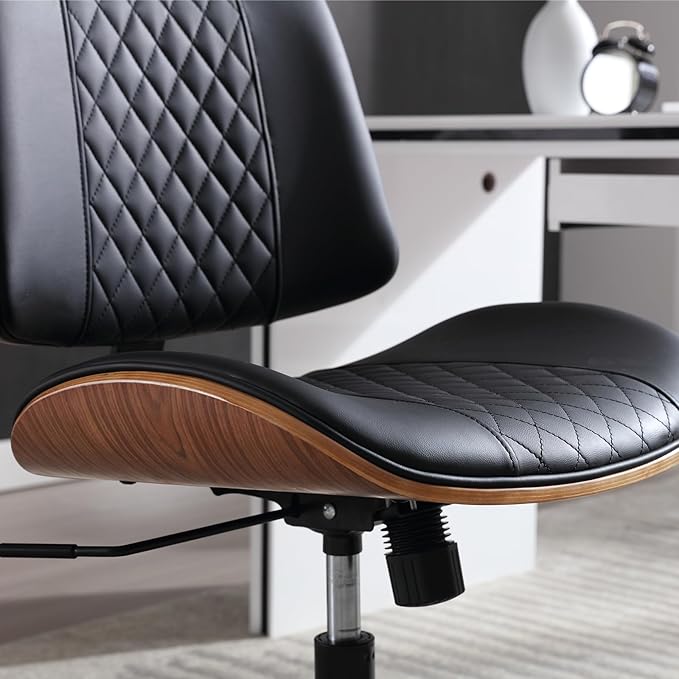 Home Office Chair No Arms with Wheels, Adjustable Height Small Desk Chair