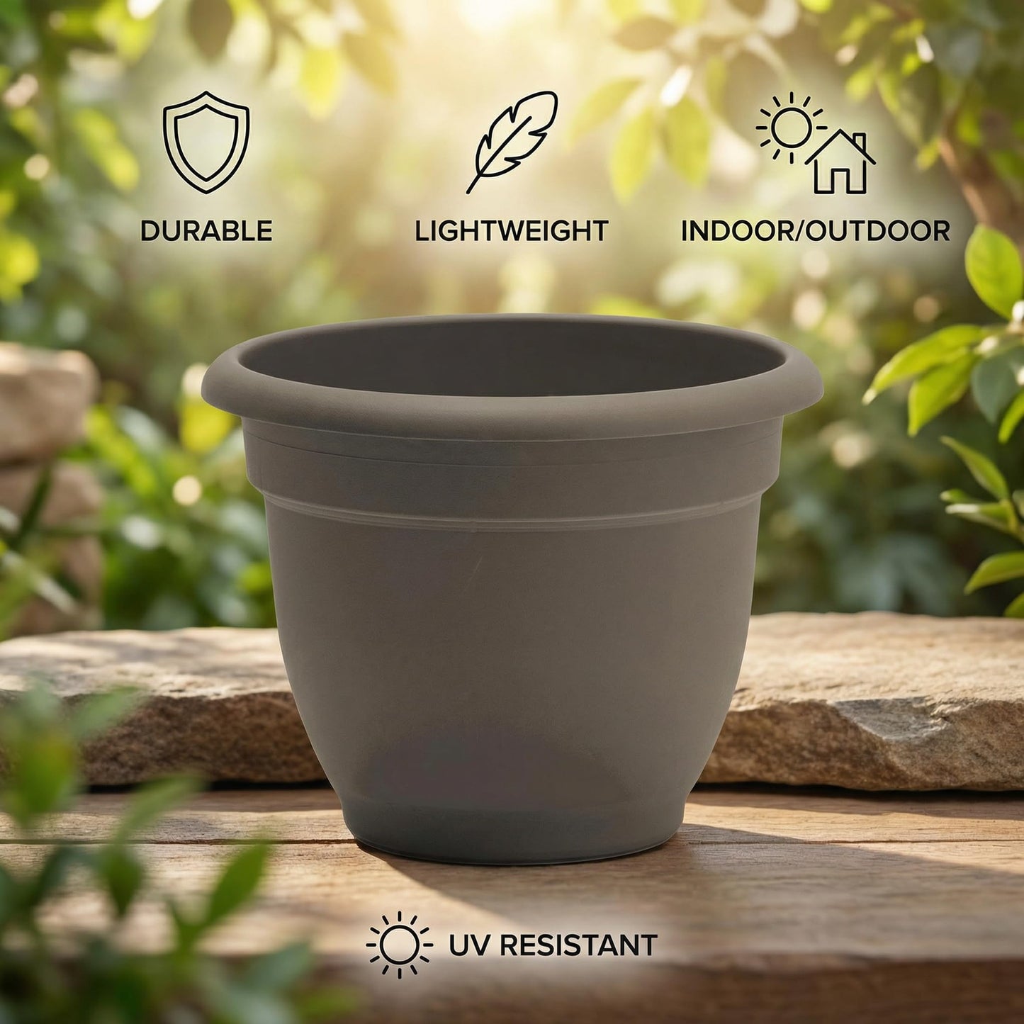 Plastic Traditional Planter Peppercorn – 5.25 in H x 6.5 in W x 6 in D – Planters for Indoor Outdoor Use – Yellow Planter Alternative – Yellow Flower Pot Style – 3 Pack