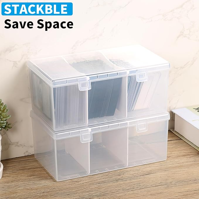 CDBXPRG Toploader Storage Box for 100 + 3" x 4" 35pt Rigid Card,Trading Card Storage Box with Dividers for 500+ Baseball Card Case,Playing Card Case for MTG, Sport Cards,Game Cards 1 PACK