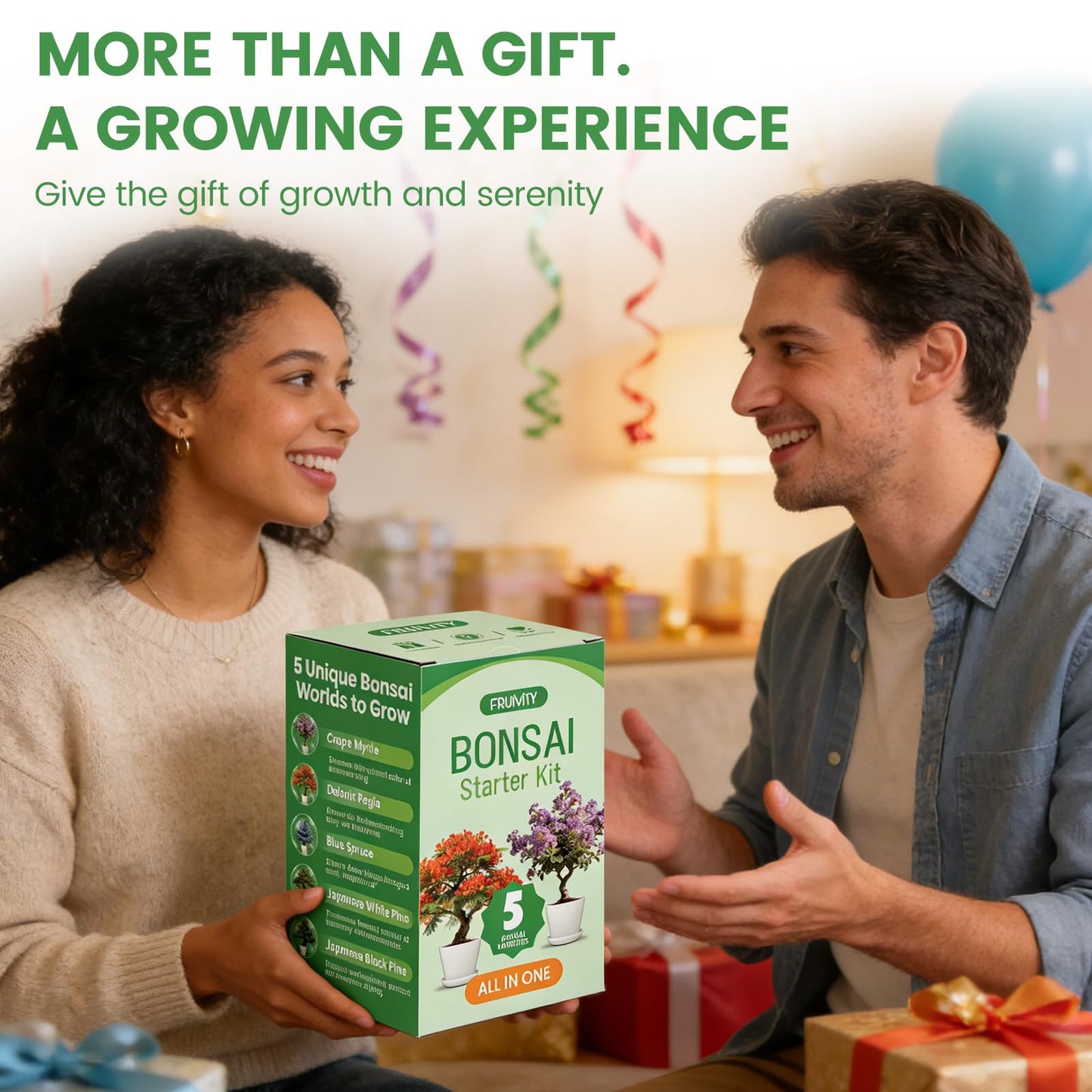 Bonsai Tree Kit for Beginners – 5 Bonsai Starter Kit for Beginner, Indoor for Growing Bonsai Plants with Tools & Planters – DIY Craft Gardening Gifts, White Elephant Gifts for Adults Men Women