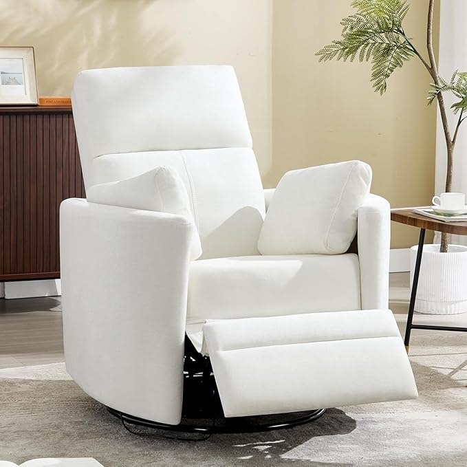 Manual Recliner 360°Swivel Rocking Chair, Nursery Rocking Glider Chair
