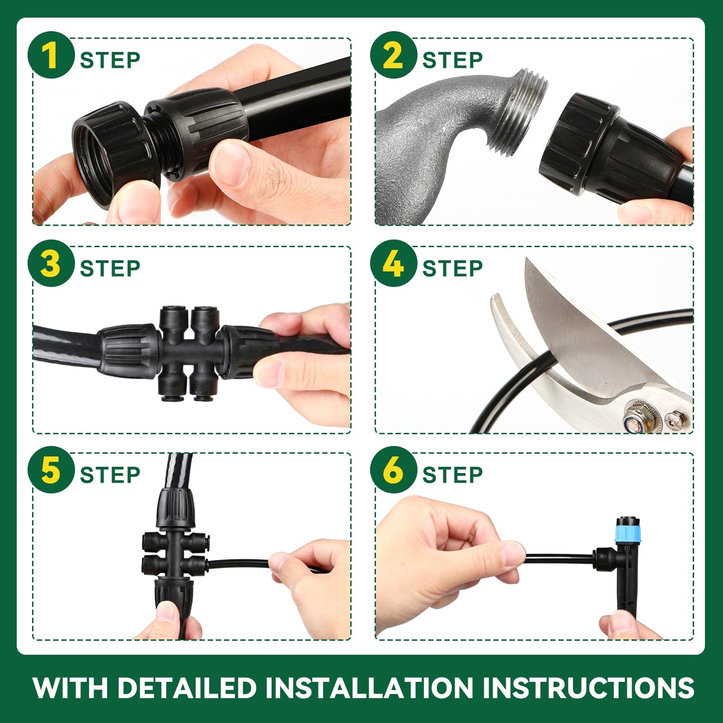 Drip Irrigation System for Garden, 2026-Upgraded Quick Connect Garden Watering Kit All-in-One with 1/2 inch 1/4 inch Irrigation Tubing for Garden, Lawn, Greenhouse, Raised Beds (126FT)