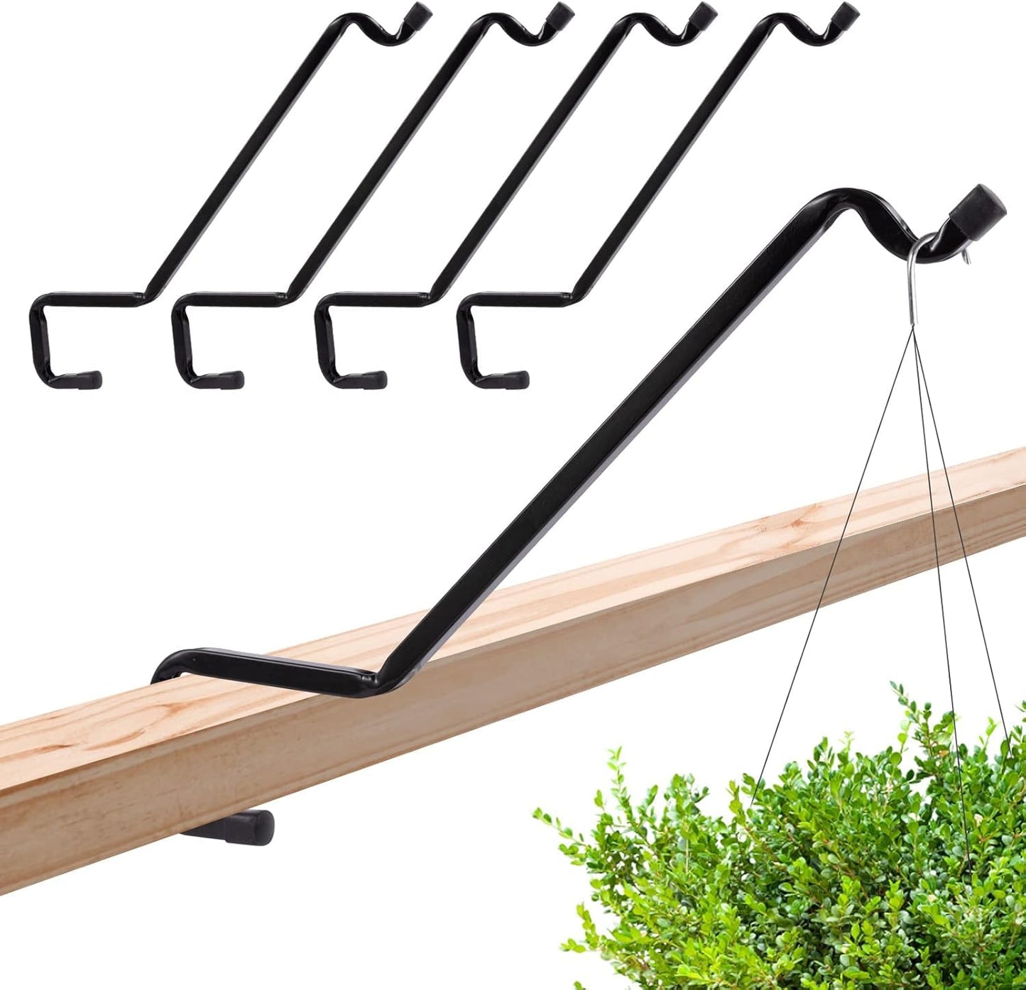 Biubee 4 Pack Deck Bird Feeder Hanger for Railing - Extended Angled Metal Deck Rail Plant Hanger for Bird Feeder Planters Lanterns Wind Chimes, Fit 2" × 4" & 2" × 6" Wooden Railings