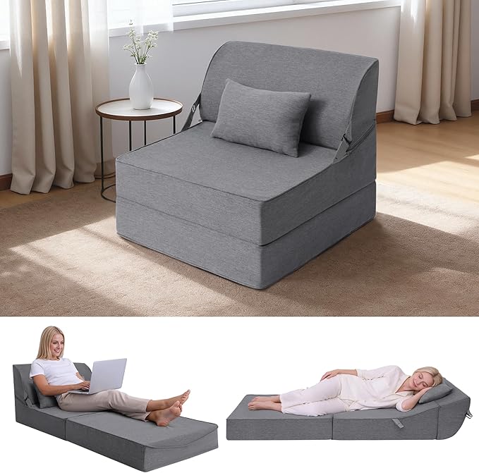 BeBen Folding Sofa Bed Chair, Convertible Sleeper Chair Futon Couch, Foldable