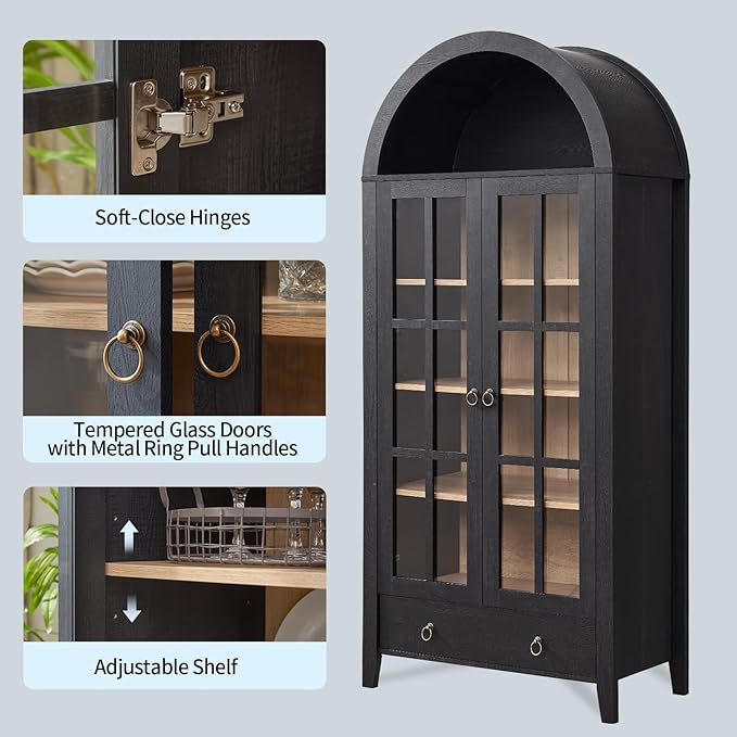 RowyPoey Farmhouse Arched Cabinet
