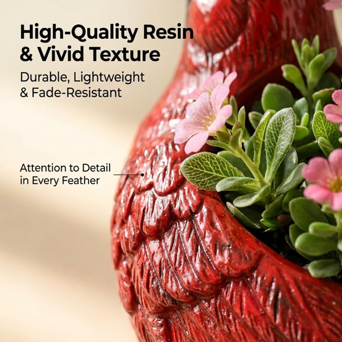 Cardinal Bird Succulent Planter, Resin Red Birds Plant Pot Small Cute Animal Flower Pots Hummingbird Succulent Planter Flower Plant Pot Decorative Planters for Indoor Tabletop Decor(Green 4pcs)