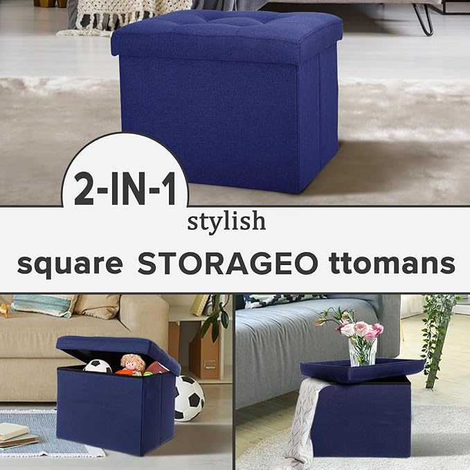 LINMAGCO Small Storage Ottoman Stool Foot Rest Stool Under Desk Stool Short