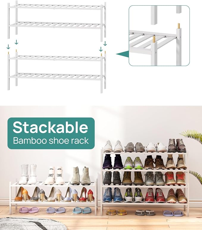 viewcare Long Shoe Rack for Entryway, Shoe Organizer for Hallway Closet