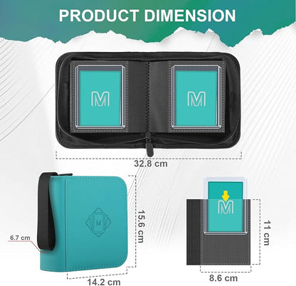 1 Pocket Toploader Binder Holds 40 Cards with 20 Sleeves Collectible Trading Card Album, for 3x4 Toploaders Hard Cases for TCG, MTG, Sports, Baseball, Football, Small Sports Card Book (1Cyan)