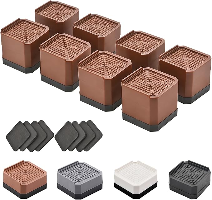 EclatBain Bed Risers Furniture Risers Heavy-Duty Rectangular Adjustable Block 8