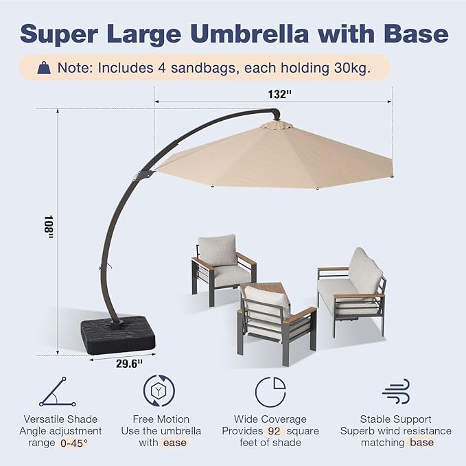 Aoxun Aluminum Patio Furniture Set