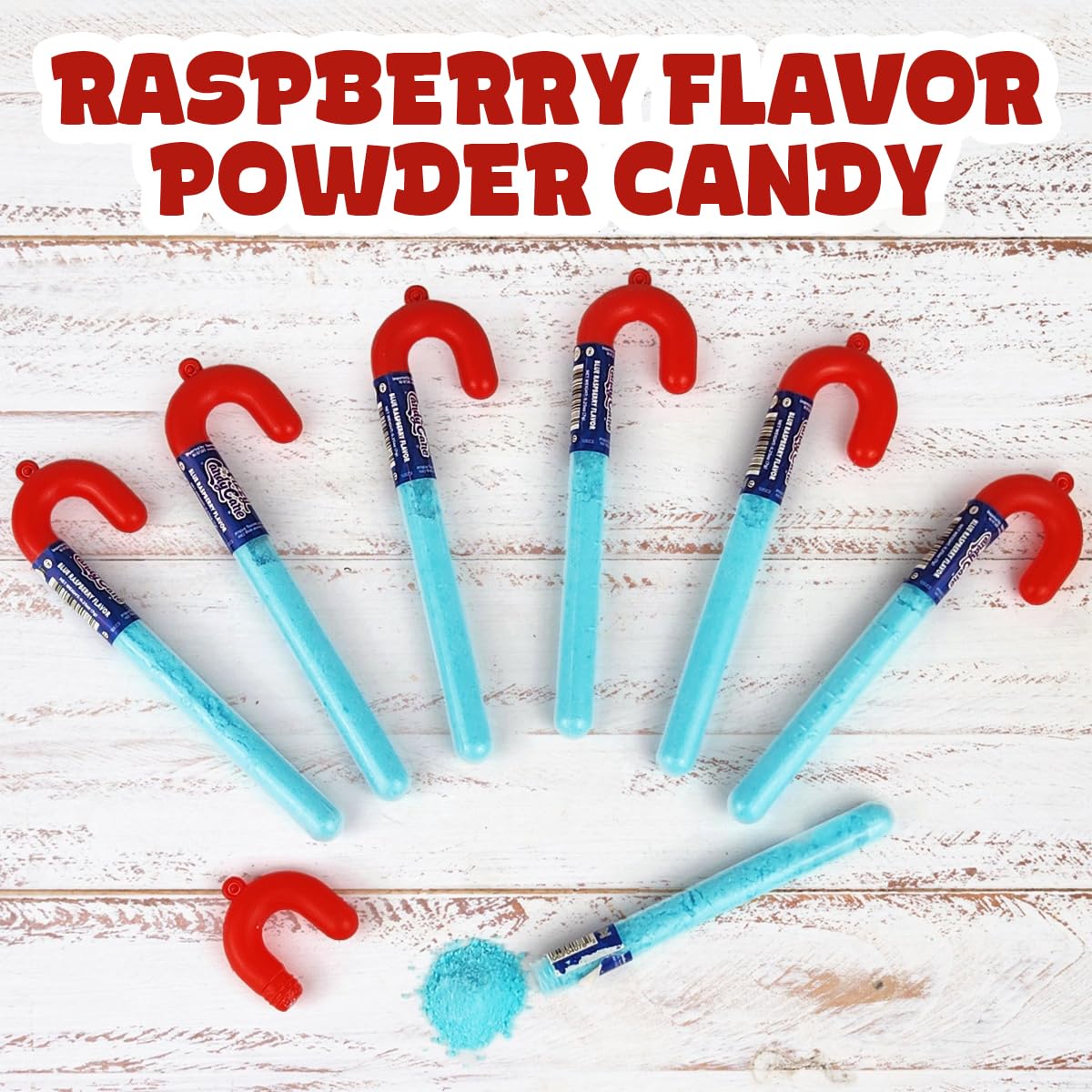 Blue Fizzy Candy Cane, 12 Pack of Blue Raspberry Powder Candy Cane - Individually Wrapped Candy Canes - Christmas Holiday Indulgement - Full Size Candy Canes Raspberry Flavor for Kids and Adults, Sharing Size