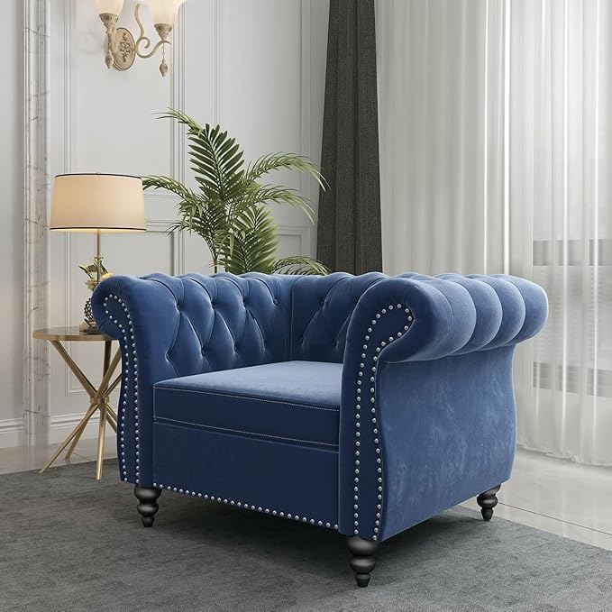 Mid-Century Sofa Chair, Velvet Accent Chair