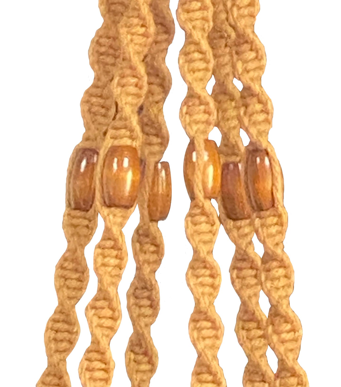 6 Legs Macrame Natural Brown Cotton Plant Hanger & Holder and Metal Ring, 51-inches Length (Without The White Pot and Plant) (Brown)