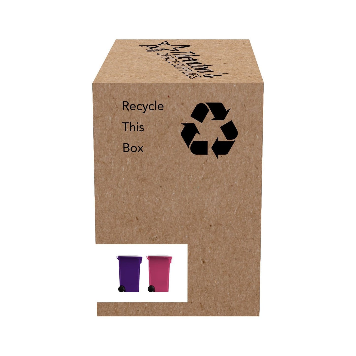 Thornton's Office Supplies Desk Pen Holder - Tiny Curbside Garbage Trash and Mini Recycle Can Set - Cool Plastic Pencil Cup Storage and Organizer - Small Toy Bin for Kids and Adults (Pink/Purple)