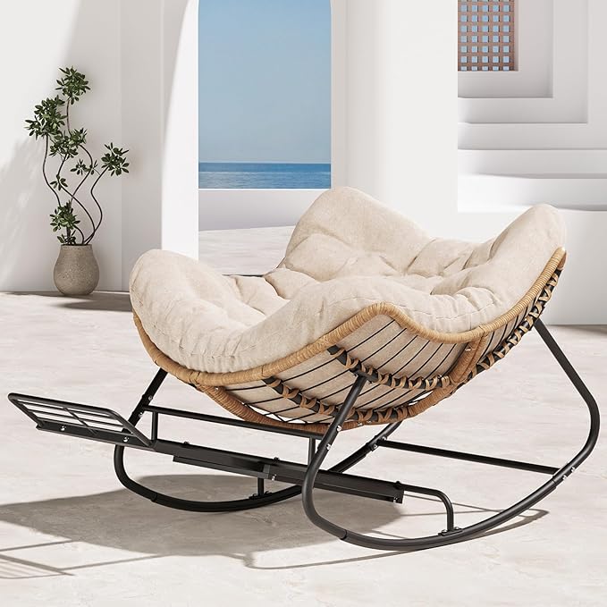 SWITTE Outdoor Papasan Rocking Chair